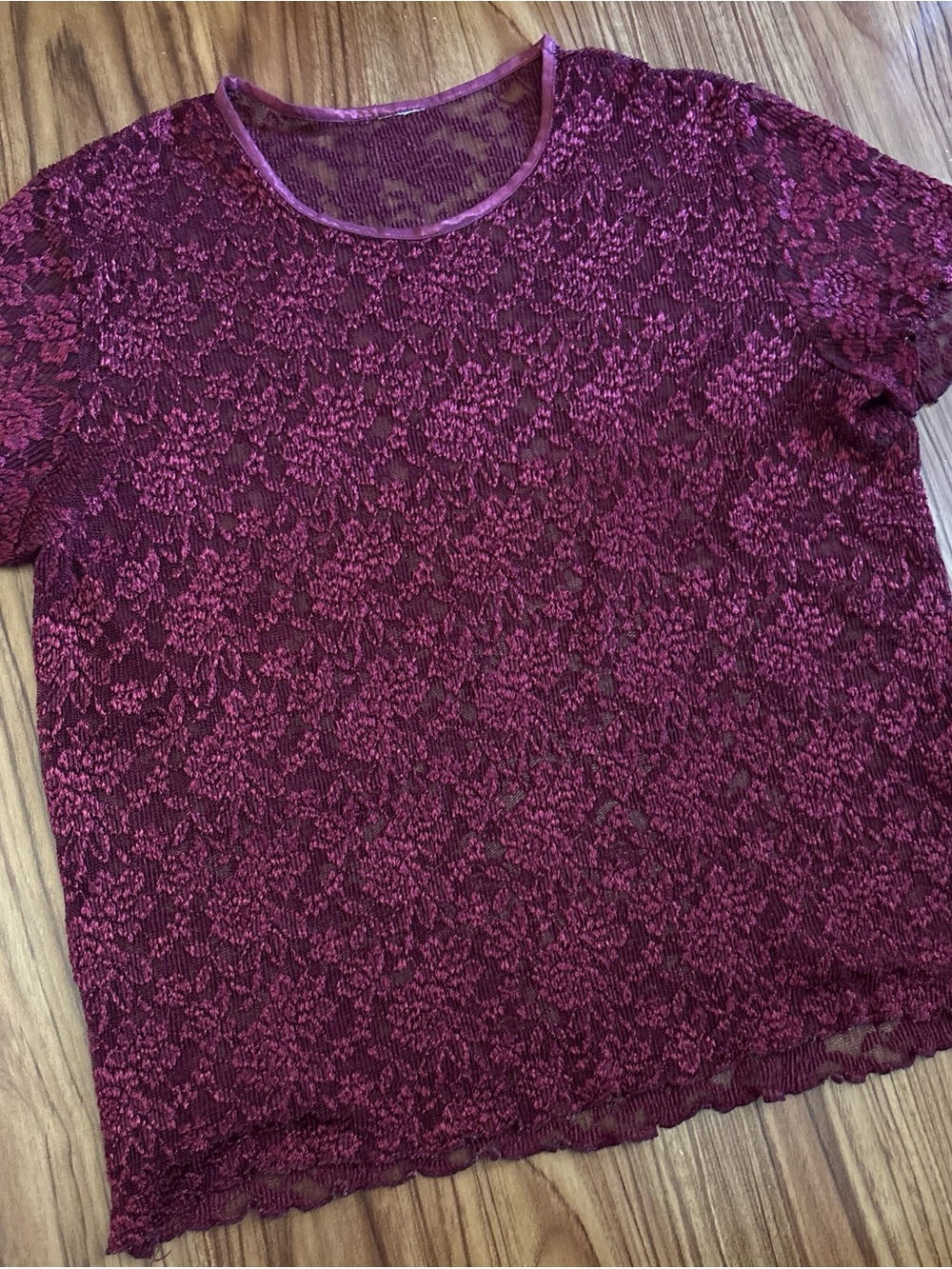 VTG 90s Sheer Lace Whimsigoth Top with Ruffle Edges - Plus Size